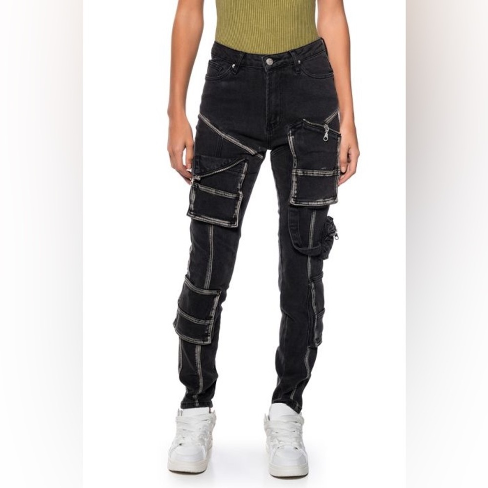 Black-grey Skinny Cargo Jeans